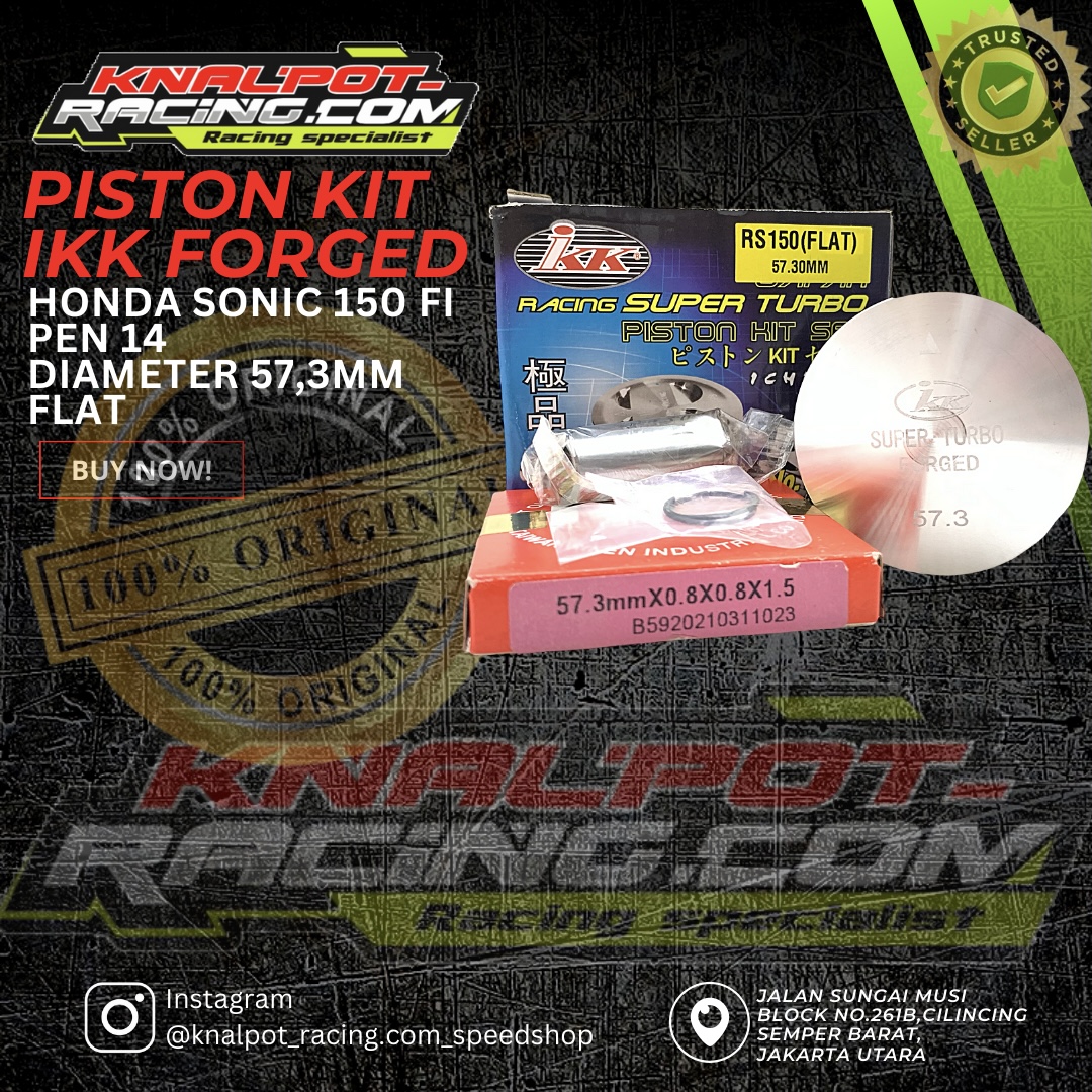 PISTON KIT IKK FORGED HONDA SONIC 150 FI PEN 14 DIAMETER 57,3MM FLAT IKK